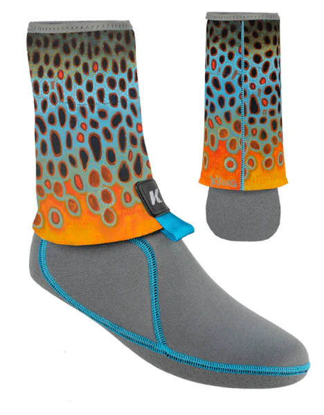 Deyoung Brown Flank Korkers I-Drain Neoprene Guard Socks, 3.5MM